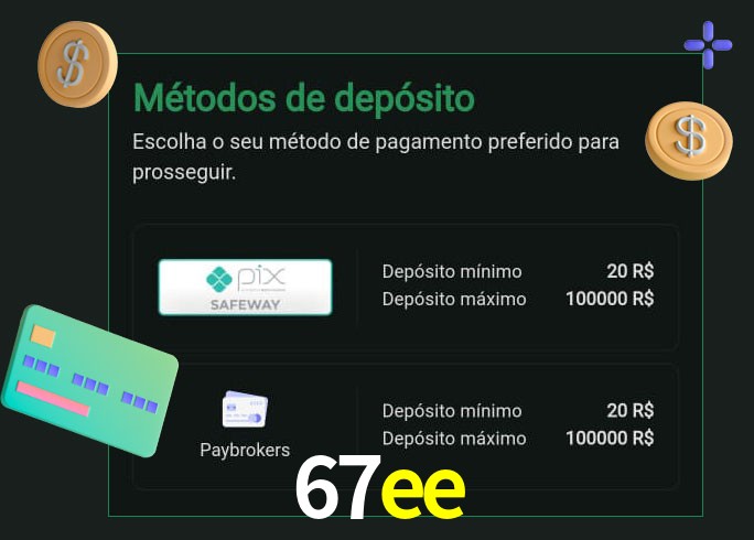 O cassino 67ee oferece uma grande variedade de métodos de pagamento
